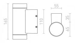 MIZZI II  srebrno-szara  230V GU10 2x35W IP54