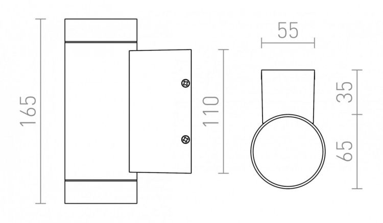 MIZZI II  srebrno-szara  230V GU10 2x35W IP54