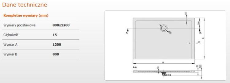 Brodzik prostokątny 80x120 cm Sanplast Space Mineral B-M/SPACE 645-290-0350-01-000