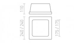 MIA SQ wpuszczana  gipsowa/szkło satynowe 230V E27 2x18W