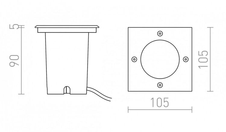 RIZZ SQ 105   stal nierdzewna 230V LED 3W 96° IP65  3000K