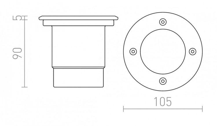 RIZZ R 105   stal nierdzewna 230V LED 3W 96° IP65  3000K