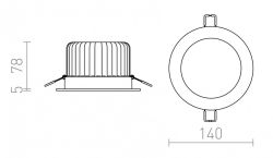 MAYDAY B 14 wpuszczana  aluminium polerowane 230V/500mA LED 15W  2700K