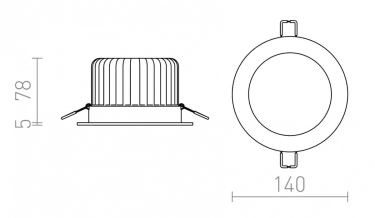 MAYDAY B 14 wpuszczana  aluminium polerowane 230V/500mA LED 15W  2700K