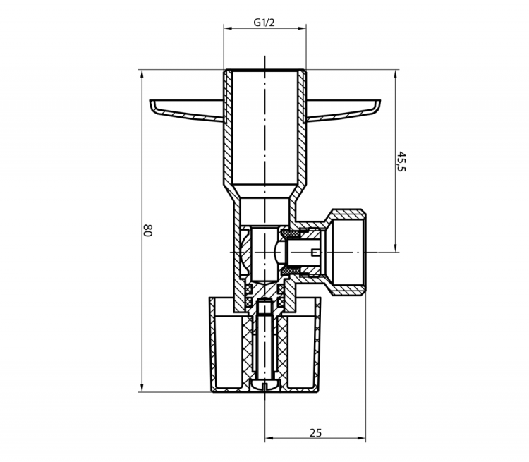 Zawór kątowy 1/2"x3/8", bez nakrętki, para, czarny mat