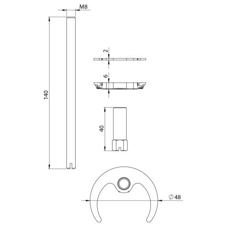 Przejdź do produktu Zestaw do montażu baterii 1 gwint, 8x140mm