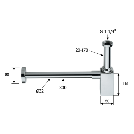 Przejdź do produktu Syfon umywalkowy 5/4", odpływ 32mm, kwadratowy, złoto mat