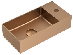 AURUM umywalka ze stali nierdzewnej, 36,5x18cm, z korkiem, miedź mat