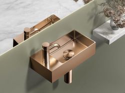 AURUM umywalka ze stali nierdzewnej, 36,5x18cm, z korkiem, miedź mat