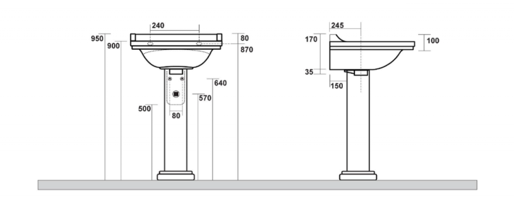 WALDORF uniwersalny postument do umywalek 60,80cm, czarny mat
