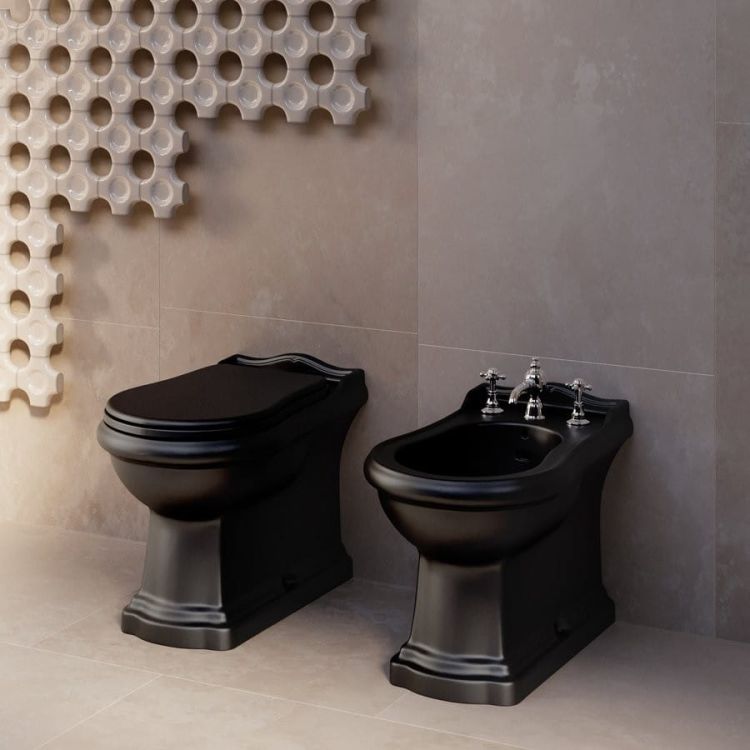 RETRO misa WC 39x61cm, odpływ poziomy/pionowy, czarny mat