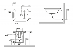 WALDORF bidet wiszący 37x55cm, czarny mat
