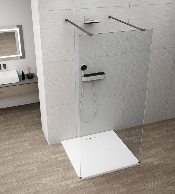 ESCA BLACK MATT jednoczęściowa kabina przysznicowa Walk-In, szkło czyste, 1000 mm