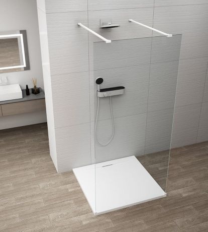 Przejdź do produktu ESCA WHITE MATT jednoczęściowa kabina przysznicowa Walk-In, szkło czyste, 1400 mm