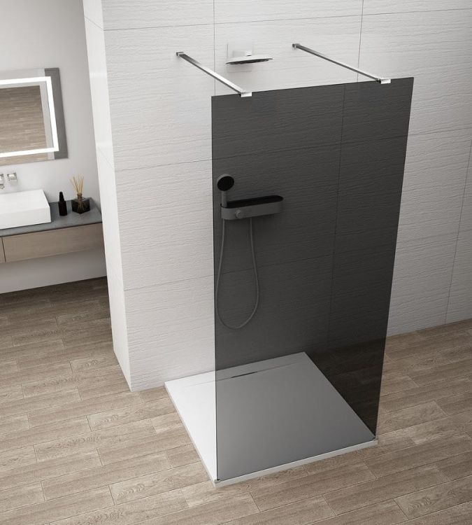 ESCA CHROME jednoczęściowa kabina przysznicowa Walk-In, szklo dymione, 1400 mm