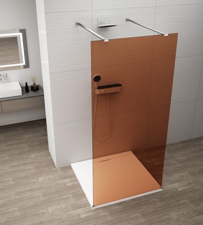 Przejdź do produktu ESCA CHROME jednoczęściowa kabina przysznicowa Walk-In, szkło Marron, 1000 mm