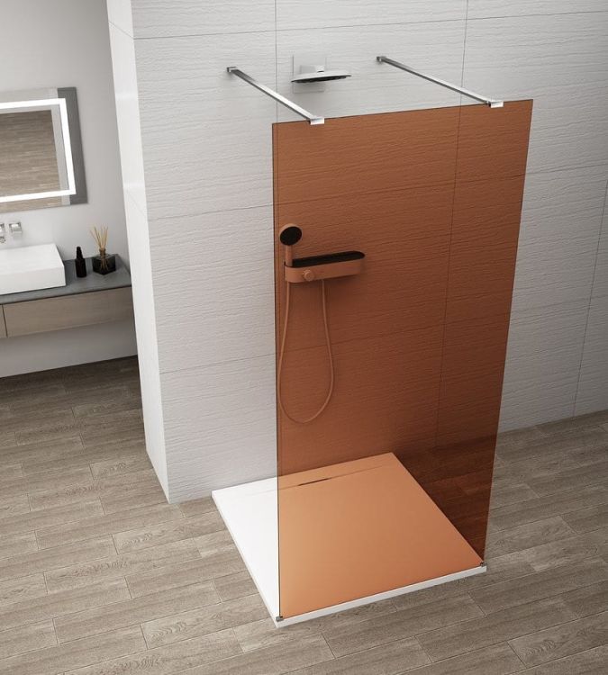 ESCA CHROME jednoczęściowa kabina przysznicowa Walk-In, szkło Marron, 1000 mm