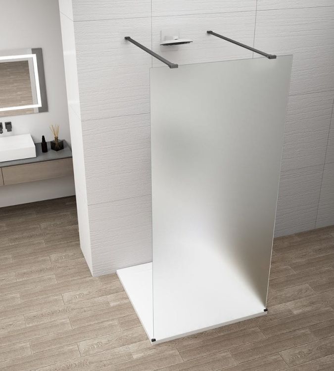 ESCA BLACK MATT jednoczęściowa kabina przysznicowa Walk-In, szkło matowe, 1000 mm