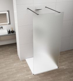 ESCA BLACK MATT jednoczęściowa kabina przysznicowa Walk-In, szkło matowe, 1300 mm