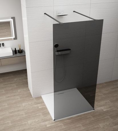 Przejdź do produktu ESCA BLACK MATT jednoczęściowa kabina przysznicowa Walk-In, szklo dymione, 1200 mm