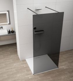 ESCA BLACK MATT jednoczęściowa kabina przysznicowa Walk-In, szklo dymione, 1500 mm