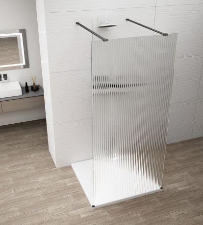 Przejdź do produktu ESCA BLACK MATT jednoczęściowa kabina przysznicowa Walk-In, szkło Flute, 1000 mm
