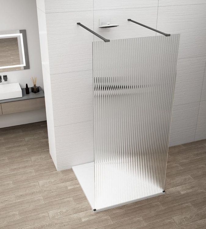 ESCA BLACK MATT jednoczęściowa kabina przysznicowa Walk-In, szkło Flute, 1400 mm