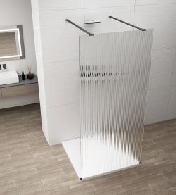 ESCA BLACK MATT jednoczęściowa kabina przysznicowa Walk-In, szkło Flute, 1500 mm