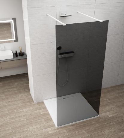 Przejdź do produktu ESCA WHITE MATT jednoczęściowa kabina przysznicowa Walk-In, szklo dymione, 1000 mm