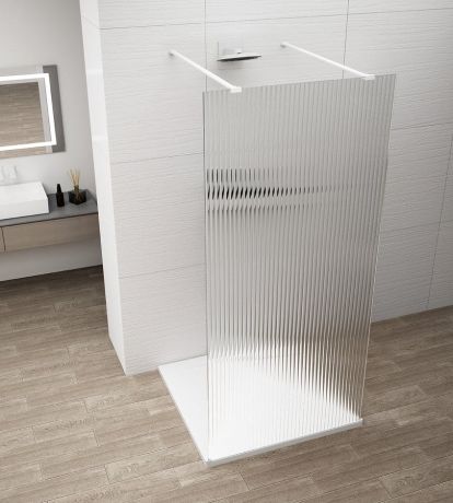 Przejdź do produktu ESCA WHITE MATT jednoczęściowa kabina przysznicowa Walk-In, szkło Flute, 1100 mm