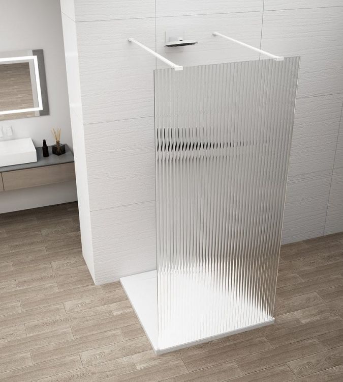 ESCA WHITE MATT jednoczęściowa kabina przysznicowa Walk-In, szkło Flute, 1500 mm