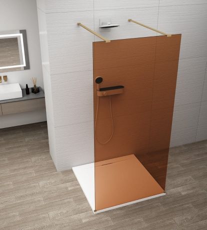 Przejdź do produktu ESCA GOLD MATT jednoczęściowa kabina przysznicowa Walk-In, szkło Marron, 1400 mm