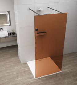ESCA BLACK MATT jednoczęściowa kabina przysznicowa Walk-In, szkło Marron, 1000 mm