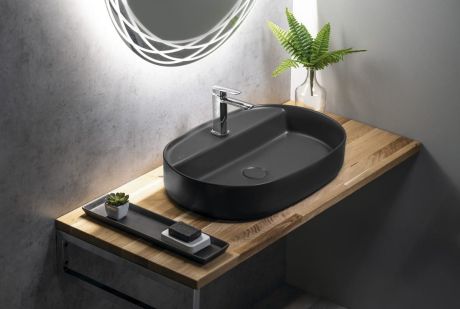 Przejdź do produktu INFINITY OVAL umywalka ceramiczna nablatowa, 60x40cm, antracyt