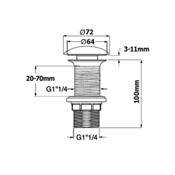Korek umywalkowy 5/4“ klik-klak, ceramiczny grzybek, wys. 20-70 mm, antracyt