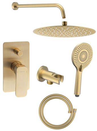 Przejdź do produktu SPY zestaw prysznicowy podtynkowy z baterią dźwigniową, przełącznik obrotowy, 2 wyjścia, złoto mat