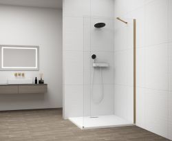 ESCA GOLD MATT jednoczęściowa kabina przysznicowa Walk-In, montaż przy ścianie, szkło czyste, 1000 mm