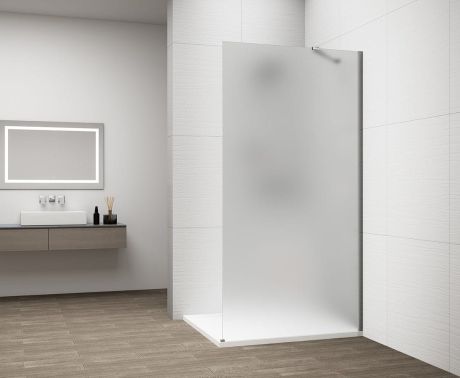 Przejdź do produktu ESCA CHROME jednoczęściowa kabina przysznicowa Walk-In, montaż przy ścianie, szkło mleczne, 700 mm