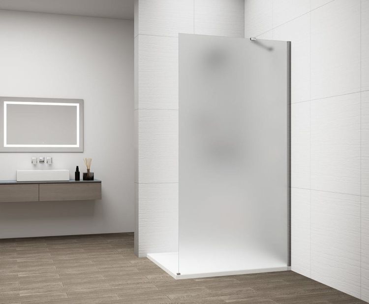 ESCA CHROME jednoczęściowa kabina przysznicowa Walk-In, montaż przy ścianie, szkło matowe, 800 mm