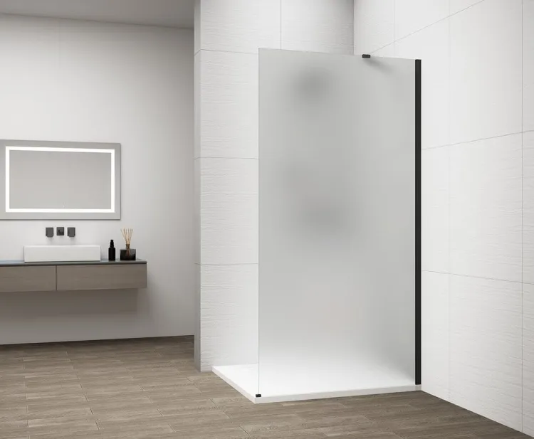ESCA BLACK MATT jednoczęściowa kabina przysznicowa Walk-In, montaż przy ścianie, szkło matowe, 1500 mm