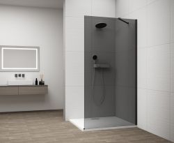 ESCA BLACK MATT jednoczęściowa kabina przysznicowa Walk-In, montaż przy ścianie, szkło dymione, 1400 mm