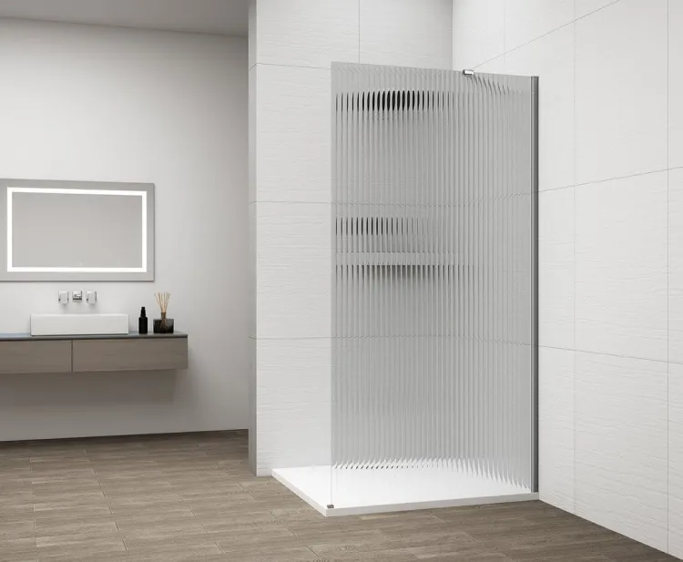 ESCA CHROME jednoczęściowa kabina przysznicowa Walk-In, montaż przy ścianie, szkło Flute, 1300 mm