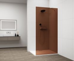 ESCA WHITE MATT jednoczęściowa kabina przysznicowa Walk-In, montaż przy ścianie, szkło Marron, 800 mm