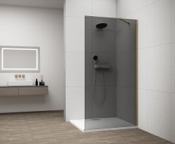 ESCA GOLD MATT jednoczęściowa kabina przysznicowa Walk-In, montaż przy ścianie, szkło dymione, 1500 mm