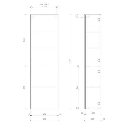 Przejdź do produktu ESPACE słupek wysoki 50x172x32cm, 2 drzwiczki, lewa/prawa, antracyt matowy