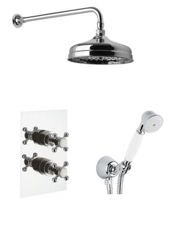 Przejdź do produktu Zestaw prysznicowy podtynkowy RETRO z baterią termostatyczną i deszczownicą Reitano Rubinetteria RT052+380 chrom