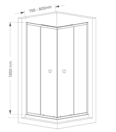Przejdź do produktu AGGA kabina prysznicowa narożna 800x800mm, szkło czyste