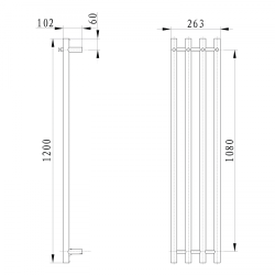 PAPINADO elektryczna suszarka na ręczniki, 263x1200mm, 85W, czarny mat