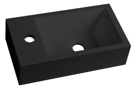 Przejdź do produktu AMAROK umywalka kompozytowa 40x22cm, czarny mat, bateria z lewej strony
