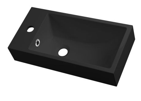 Przejdź do produktu ARIANA umywalka kompozytowa 50x25cm, bateria po lewej stronie, czarny mat